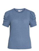 Vianine S/S Puff Sleeve Top Tops T-shirts & Tops Short-sleeved Blue Vi...