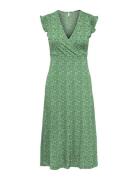 Onlmay Life S/L Wrap Midi Dress Jrs Noos Knælang Kjole Green ONLY