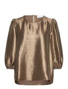 Slfsilva 3/4 Top B Tops Blouses Long-sleeved Gold Selected Femme