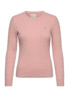 Stretch Cotton Cable C-Neck Tops Knitwear Jumpers Pink GANT