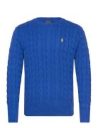 Cable-Knit Cotton Sweater Designers Knitwear Round Necks Blue Polo Ral...