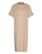 Single Organic Stripe Nou Dress Dresses T-shirt Dresses Beige Mads Nør...