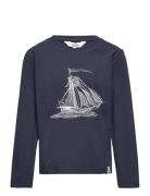 Crawford Ls Tee Tops T-shirts Long-sleeved T-Skjorte Navy Ebbe Kids