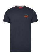 Essential Logo Emb Neon Tee Tops T-Kortærmet Skjorte Navy Superdry
