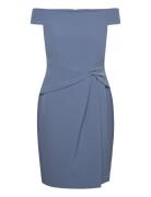 Crepe Off-The-Shoulder Cocktail Dress Kort Kjole Blue Lauren Ralph Lau...