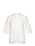 Louisell Blouse Ss Tops Blouses Short-sleeved White Lollys Laundry