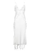 Marsella Ruffle Midi Dress Knælang Kjole White Bardot