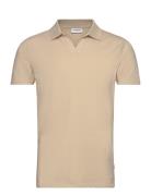 Stretch Polo Shirt S/S Tops Polos Short-sleeved Beige Lindbergh