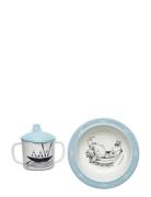 Moomin, Bowl And Cup, Blue Home Meal Time Dinner Sets Blue Rätt Start