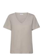 Liquid Touch V Neck Tee Ss Tops T-shirts & Tops Short-sleeved Beige Ca...