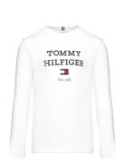 Th Logo Tee L/S Tops T-shirts Long-sleeved T-Skjorte White Tommy Hilfi...