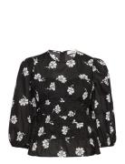 Brenda Gathered Blouse Tops Blouses Long-sleeved Black IVY OAK