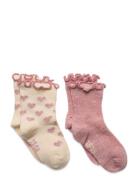 Socks W. Lettuce Hem  Sokker Strømper Pink Minymo
