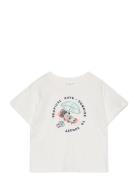 Printed Cotton-Blend T-Shirt Tops T-Kortærmet Skjorte White Mango