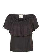 Melissamw Florence Blouse Tops Blouses Short-sleeved Black My Essentia...