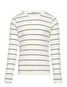 Striped Rib Longsleeve Tops T-shirts Long-sleeved T-Skjorte White Tom ...