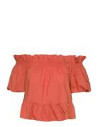 Offshoulder Blouse Tops Blouses Short-sleeved Orange Gina Tricot