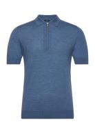 Mapolo Knit Tops Knitwear Short Sleeve Knitted Polos Blue Matinique