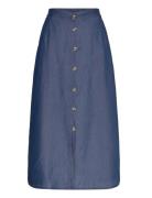 Casual Skirt Knælang Nederdel Blue Brandtex