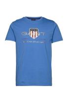 D2. Archive Shield Ss T-Shirt Tops T-Kortærmet Skjorte Blue GANT