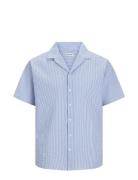 Jjaydan Seersucker Resort Shirt Ss Tops Shirts Short-sleeved Blue Jack...