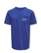 Kobmarinus S/S Tee Print Box Jrs Noos Tops T-Kortærmet Skjorte Blue Ki...