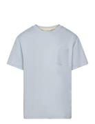 Essential Cotton-Blend T-Shirt Tops T-Kortærmet Skjorte Blue Mango