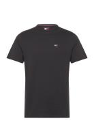 Tjm Slim Rib Detail Tee Tops T-Kortærmet Skjorte Black Tommy Jeans