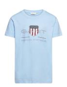 Archive Shield Ss T-Shirt Tops T-Kortærmet Skjorte Blue GANT