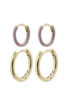 Marit Purple Hoop Earrings 2-In-1 Set Accessories Jewellery Earrings H...
