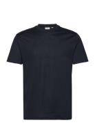 Slim-Fit Mercerised T-Shirt Tops T-Kortærmet Skjorte Navy Mango