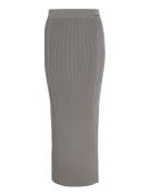 Two T Rib Column Skirt Lang Nederdel Grey Calvin Klein