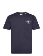 Reg Archive Shield Emb Ss T-Shirt Tops T-Kortærmet Skjorte Navy GANT