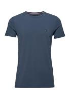 Stretch Slim Fit Tee Tops T-Kortærmet Skjorte Tommy Hilfiger