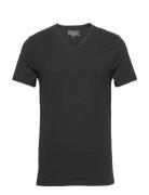 V-Neck T-Shirt Tops T-Kortærmet Skjorte Black Bread & Boxers