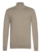 Slhberg Half Zip Cardigan Noos Tops Knitwear Half Zip Jumpers Khaki Gr...