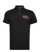 Custom Slim Fit Triple-Pony Polo Shirt Tops Polos Short-sleeved Black ...