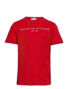 Essential Tee S/S Tops T-Kortærmet Skjorte Red Tommy Hilfiger