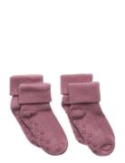 Baby Rib Sock W. Abs  Strømper Non-slip Pink Minymo