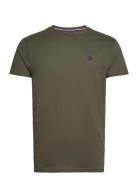 Uspa T-Shirt Arjun Men Tops T-Kortærmet Skjorte Khaki Green U.S. Polo ...