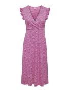 Onlmay S/L Wrap Midi Dress Box Jrs Knælang Kjole Pink ONLY