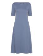 Refined Stretch 1X1-Dress Knælang Kjole Blue Lauren Ralph Lauren