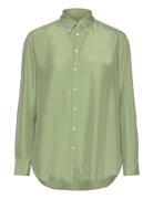 Relaxed Silk Shirt Tops Shirts Long-sleeved Green GANT