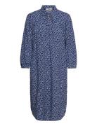 Viscose Midi Dress With All-Over Print Knælang Kjole Blue Esprit Casua...