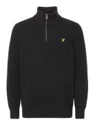 Ribbed Quarter Zip Jumper Tops Knitwear Half Zip Jumpers Black Lyle & ...