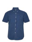 Custom Fit Seersucker Shirt Tops Shirts Short-sleeved Blue Polo Ralph ...