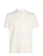 Smooth Cotton Slim Polo Tops Polos Short-sleeved White Calvin Klein