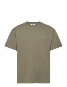 Crew T-Shirt Tops T-Kortærmet Skjorte Khaki Green Les Deux