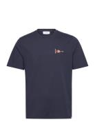 Flag T-Shirt Tops T-Kortærmet Skjorte Navy Les Deux