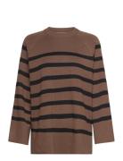 Objester Ls Knit Top Noos Tops Knitwear Jumpers Brown Object